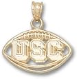 South Carolina Gamecocks Solid 10k Gold ''usc'' Pierced Football Pendant