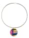 Handmade designer etched/signed silver plated hinged necklet with acrylic dome