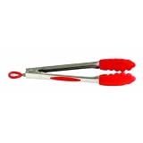Orka12-InchStainlessandSiliconeTongs,Red