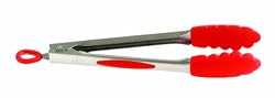 Orka 12-Inch Stainless and Silicone Tongs, Red