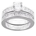 Personalized SS 2 Piece Engraved Wedding Ring Set