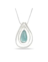 MMA Silver - 16 inch Necklace with Ancient Roman Glass and Cut Out Design Pendant