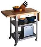John Boos Cucina Elegante Kitchen Cart, Maple Top, Two 10 Drop Leaves