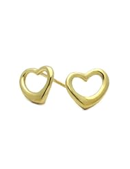 14K Gold Stud Scewback Earring Plain Gold Heart Earring with Screw Back