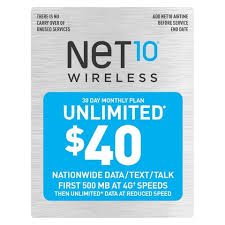 Net10 Monthly Plan Refill Card $40