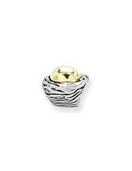 Birds Nest Charm in Silver and 14K Gold for 3mm Charm Bracelets