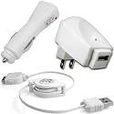 Brand New Combo of Retractable USB Data Cable + Home Charger Adapter & Car Charger Adapter for Apple iPhone 3G 16GB, 8GB (AT&T-ATT)
