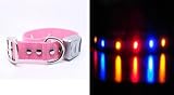 Red-Blue-Orange LED Flashing Blinky Lights (Light-up, Illuminated) Nighttime Safety Collar for Dogs - Gala Pink