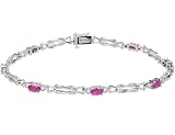 Pink Sapphire Gemstone Bracelet with Diamonds 1/8 ctw in 14K White Gold