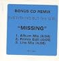 Missing (Bonus Cd Remix Single)