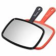 Salon Hand Mirrors, Single Sided, No magnification, Red & Black (Set of 2)