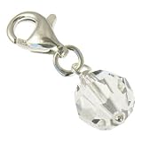 April Birthstone Charm (Diamond Crystal Clip-on Charm, Sterling Silver Fittings)
