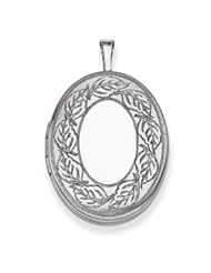 Genuine IceCarats Designer Jewelry Gift Sterling Silver 26Mm Leaf Border Oval Locket