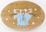 Wooden Oval Holiday Plaque Noel Christmas Theme