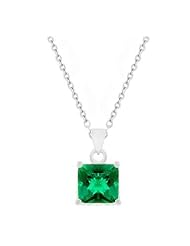 Dual CZ Square Pendant Necklace