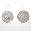 Round Dragonfly Dangle Earrings in Sterling Silver, #8740