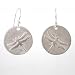 Round Dragonfly Dangle Earrings in Matte Finished Sterling Silver, #8740