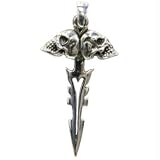 Dual Skull Sword - Silver Pendant