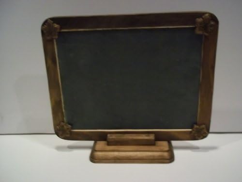 Vintage 9 x 7 Chalkboard Slate Dark Wood Framw Decal Flowers