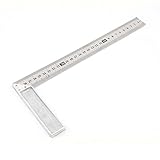 uxcell トライマイタースクエア　直角定規　メタル製シルバートン　学生用　ハンドグリップ　 90 度　メトリック 30cm