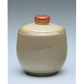 Denby Fire Covered Sugar Bowl, Cream Sage Yellow by Denby