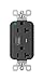 USB Receptacle, Hospital Grade, PlugTail Series, 20 A, 125 V, 2 Ports, USB Type A, USB Type C