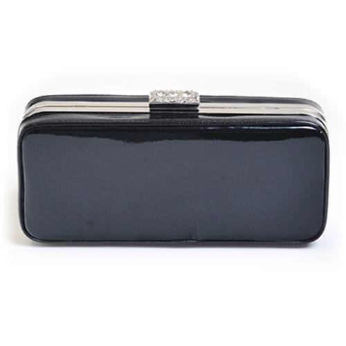 BLACK PATENT LEATHER SMALL RECTANGLE EVENING CLUTCH HANDBAG