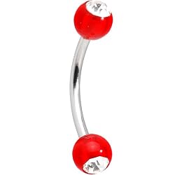 Acrylic Red Clear Gem Eyebrow Ring 5/16"