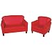 Childs Play Wooden Frame Vinyl Upholstery Furniture Set with Legs, Red (2 Piece)