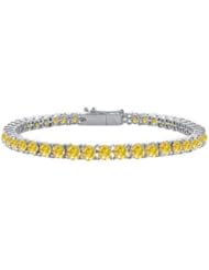7 Carat Created Created Yellow Sapphire Tennis Bracelet in 14K White Gold