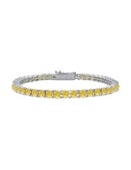 7 Carat Yellow Sapphire Tennis Bracelet in 14K White Gold