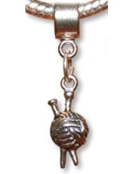 Knitting Yarn Sterling Silver Dangle Charm Bead Fits European Style Bead Bracelets