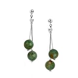 Bead Drop Green Turquoise Earrings