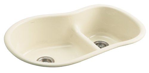 KOHLER K-6498-FD Iron/Tones Smart Divide Offset Kitchen Sink, Cane Sugar