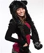 Black Cat Full Animal Hood Hoodie Hat Faux Fur 3 in 1 Function Paw Mittens Gloves