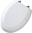 Mayfair 144BN 000 Molded Wood Toilet Seat with Brushed Nickel Hinges, Elongated, White