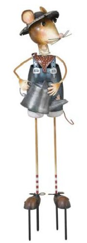 Gardener Mouse Man Garden Stake and Statuary