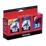Lexmark 32/32/33 (18C1517) Black/Black/Color Ink Cartridge, Tri-Pack