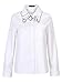 Choies Women's Cotton White Cat Pattern Collar Pocket Detail Long Sleeve Office Shirt