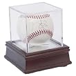 Ball Qube Grandstand Baseball Holder with Wood Base and UV - 1&nbsp;Display&nbsp;per&nbsp;Pack