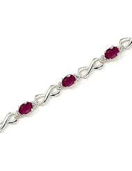 10kt Yellow Gold Oval Ruby and Diamond Bracelet