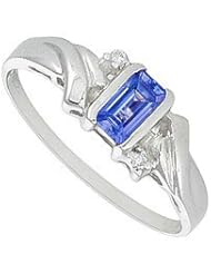 Blue Sapphire and Diamond Ring 14K White Gold - 1.00 CT TGW