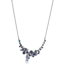 Sorrelli Electric Blue Dainty Crystal Cluster Silver-Tone Nec