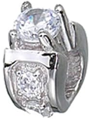 Zable (tm) Sterling Silver Engagement Ring Pandora Compatible Bead / Charm