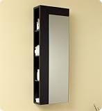 Espresso Bathroom Linen Cabinet w/Large Mirror Door