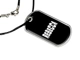 Rebecca – Name Military Dog Tag Black Satin Cord Necklace Rebecca – Name Military Dog Tag Black Satin Cord Necklace