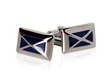 Confident Navy Blue X Enamel and Silver Cufflinks with Presentation Box