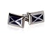 Confident Navy Blue X Enamel and Silver Cufflinks with Presentation Box