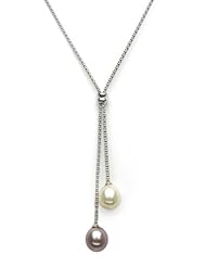 Sterling Silver Two Pearls Necklace