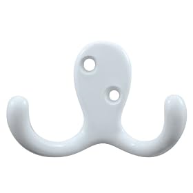 Liberty Hardware B46114Q-W-C5 Double Prong Robe Hook, White